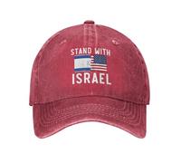 DPgUfPV Support Israeli, I Stand with Israel USA Flags Cowboy Hat Men Vintage Baseball Cap Women Trucker Hat Dad Hat Black, Rouge, Taille unique