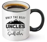 DPgUfPV Tasse à café « Only The Best Uncles Get Promoted to Godfather » - Cadeau d'anniversaire de bébé pour frères - Cadeau de révélation du sexe de grossesse - Tasse fantaisie en céramique de 325 ml