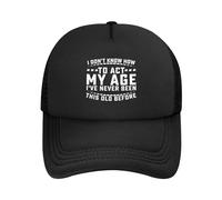 DPgUfPV Vintage I Don't Know How to Act My Age Funny Trucker Hat Women Mesh Baseball Cap Sun Hat Cowboy Men Dad Hat Black, Noir , Taille unique