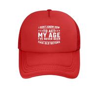 DPgUfPV Vintage I Don't Know How to Act My Age Funny Trucker Hat Women Mesh Baseball Cap Sun Hat Cowboy Men Dad Hat Black, Rouge, Taille unique