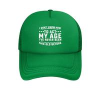 DPgUfPV Vintage I Don't Know How to Act My Age Funny Trucker Hat Women Mesh Baseball Cap Sun Hat Cowboy Men Dad Hat Black, Vert, Taille unique