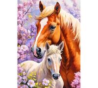 DPHERO 5D Couple Cheval Diamond Painting Kits, DIY Amoureux Art du Diamant Painting Kit Complet, Fleurs Broderie Kits de Peinture sur Diamant Point de Croix Paint pour Adultes Débutants 30x40 cm