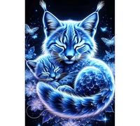 DPHERO 5D Deux Chatons Diamond Painting Kits, DIY Amour Maternel Art du Diamant Painting Kit Complet, Chat Kits de Peinture sur Diamant Point de Croix Paint pour Adultes Débutants 30x40 cm