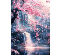 DPHERO 5D Fleurs Roses Diamond Painting Kits, DIY Cascade Art du Diamant Painting Kit Complet,Paysage de Rêve Broderie Kits de Peinture sur Diamant Point de Croix Paint pour Adultes Débutants 30x40 cm