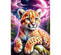 DPHERO 5D Léopard Diamond Painting Kits, DIY Nuit au Clair de Lune Art du Diamant Painting Kit Complet,Pays des Rêves Kits de Peinture sur Diamant Point de Croix Paint pour Adultes Débutants 30x40 cm
