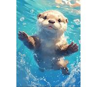 DPIDEA Diamond Painting, Peinture Diamant Castor Diamond Painting Kit Complet, DIY 5D Broderie Diamant Painting Strass Point de Croix Painting pour la décoration intérieure 30x40cm