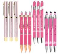 DPKOW 12 x Stylos Octobre Rose Cadeau Goodies pour Sensibilisation au Cancer du Sein Octobre Rose Accessoires, Courage Espoir Tous unis Contre le Cancer