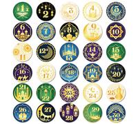 DPKOW 120pcs Aïd Ramadan Calendrier de l'Avent Autocollants 1-30 Numéro Ramadan DIY Calendrier Étiquette Autocollants pour Ramadan Cadeau Sacs Enveloppe Emballage Décoration, Ramadan Gommettes Sticker