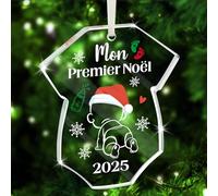 DPKOW 2025 Mon 1er Noël Boule Cadeau pour Bébé Premier Noël Décoration Sapin Boule Transparente en Verre, avec Boîte, Bebe Premier Noel Souvenir
