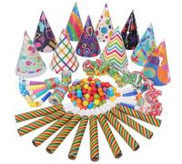 DPKOW 2026 Nouvel an Cotillons Kit 10 Pers, Colorés Chapeaux Boules Sarbacanes Sifflets sans Gêne Lancers Serpentins pour 2026 Nouvel an Décoration Accessoires Jour de l'An