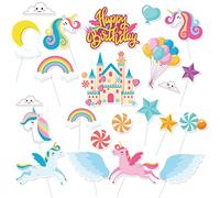 DPKOW 23pcs Licorne Décorations de Gâteaux de Anniversaire pour Filles Enfants, Happy Birthday Cake Topper de Licorne Cupcake Topper pour Filles Sirène Topper de Gâteaux de Anniversaire Fournitures