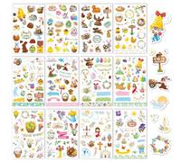 DPKOW 24 Feuilles Pâques Français Autocollants Scrapbooking Album Bullet Journal Joyeuses Stickers Gommettes Enfants Bricolage Cadeau
