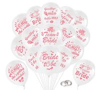 DPKOW 25pcs EVJF Décorations, Team Bride to Be Ballons, Goodbye Miss Hello Mrs en Latex pour Enterrement de Vie de Jeune Fille, Bride to Be EVJF Fournitures