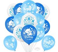 DPKOW 28pcs Bleu Ballons de Mon Baptême pour Garçon Enfants Baptême Décorations Bleu, Ballons en Latex pour Garçons Baptême Fête Fournitures