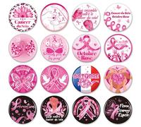 DPKOW 32pcs Français Octobre Rose Ruban Pin's Broches pour Sensibilisation au Cancer du Sein Rose Octobre Goodies Accessoires, Badges pour Octobre Rose Gadget Déco Déguisement Activité Octobre Rose