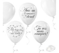 DPKOW 38pcs Blanc Funérailles Ballons - Décoration en Français, Deuil Funebre Ballons en Latex - Tu vas nous manquer, Pour toujours tu vivras dans nos coeurs, Avec un amour éternel