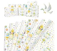 DPKOW 8 Communion Papier D'emballage Cadeau Ange Colombe Poisson pour Fille Garçon, DIY Recyclable Baptême Baby Shower Feuilles De Papier D'emballage Première Communion Anniversaire Noël, 70 * 50cm