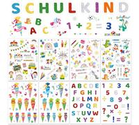 DPKOW 8 feuilles d'autocollants pour écoliers, autocollants ABC pour enfants Début de l'école, enfin des autocollants pour enfants scolarisés Décoration sac d'école Licorne ange autocollant