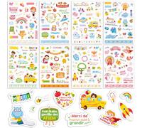 DPKOW 8 Feuilles Merci Autocollants pour Maîtresses Atsem Maître Professeur AESH Directrice Nounou, Stickers Gommettes pour Cette Année