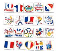 DPKOW 80pcs Tatouages Temporaires pour France Fans Supporter Kit, Drapeau Tatouage France Déguisement Maquillage Visage Corporel Art Accessoires Supporter Equipe Sports