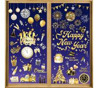 DPKOW 9 x Bonne Année Fenêtre Stickers pour Nouvel an Décorations 2026, Bonne Année Autocollants Fenêtre pour Nouvel an Fenêtre Porte Maison Déco Bonne Année Verre Autocollants Décoratifs