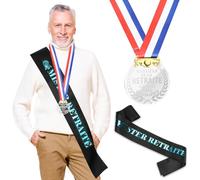 DPKOW Accessoires Cadeau de Retraite pour Homme, Mister Retraite Écharpe Retraite Médaille pour Homme Kits de Déguisement Fête de Retraite Gadget pour Homme