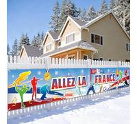 DPKOW Allez la France Bannière Décoration pour Sports d'hiver France Supporter Accessoires, Vive la France Equipe Drapeaux pour Fans Sports d'hiver Internationaux Décoration, 270 * 40cm