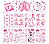 DPKOW Autocollant cancer du sein octobre rose ruban Stickers Cancer du Sein Autocollant en Sensibilisation Stickers 24 feuilles