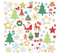 DPKOW Autocollants Noël Pailletés, 250+ Gommettes Noel Stickers Scrapbooking Bricolage, Autocollants Étoiles Sapin de Noël Flocons de Neige Gommettes Autocollantes Deco Noel pour Lettres et Cadeaux