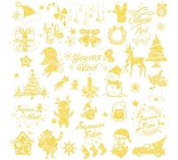 DPKOW Autocollants Paillettes Noël Doré, 6 Feuilles Gommettes Noel Stickers Autocollants Joyeux Noël Artisanat Scrapbooking Enfant, Décoration de Noël, Autocollants pour Cartes d'album Photo de Noël