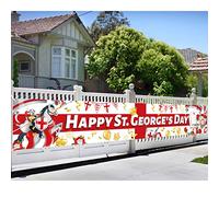 DPKOW Bannière « Happy St. George's Day », bannière de fête nationale de l'Angleterre en tissu long pour décorations de fête à thème patriotique, 270 x 40 cm