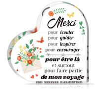 DPKOW Cadeau Maitresse d'école de Français pour Femmes, Merci Maitresse Plaque Acrylique Cadeau Maitresse d'école Fin d'Année Cadeau Atsem Institutrice Cadeau Professeur Retraite Cadeau Maitresse Noel