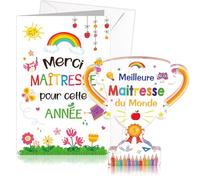 DPKOW Cadeau Merci Maîtresse École, Acrylique Plaque Trophée Cadeau Maitresse Carte pour Fin Année Scolaire Cadeaux Remerciement Institutrice Maternelle, Meilleure Maîtresse Merci pour Cette Année