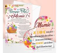 DPKOW Cadeau pour Mamie Grand-Mère, Je t'aime Plaque Acrylique Gravée Bonne Fête Mamie Carte de Vœux avec Enveloppe pour Fête des Grand-Mère Cadeau Original Mamie Objets de Décoration