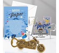DPKOW Cadeau pour Papa, Plaque Acrylique Papa Ouvre-Bouteille Je t'aime Papa Carte de Vœux avec Enveloppe pour Fête des Pères Cadeau Anniversaire Noël Papa Merci Cadeau Meilleur Papa Décapsuleur