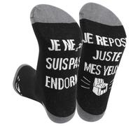 DPKOW Chaussettes Homme Humour, Idee Cadeau Original, Coton, Je Ne Suis Pas Endormi Je Repose Juste Mes Yeux