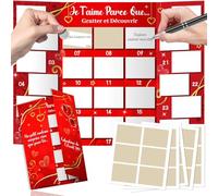 DPKOW Couple Calendrier de l'Avent à Gratter 2025, Bricolage Calendrier de l'Avent à Faire Soi-Même 24 Noël Calendriers à Remplir pour Couples Idée Cadeau Amoureux