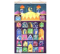 DPKOW Creatif Mosquée Calendrier Ramadan à Remplir Soit Même, Tissu Calendrier de l'Avent Vide Ramadan DIY pour Cadeaux Déco, Reutilisable, Poche Grand, Mosquée Motif Creatif