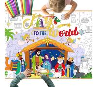 DPKOW Crèches de Noël Nappe Table à Colorier avec Stylos, Géant Noël Crèche Affiche à Colorier pour Enfants Artisanat Cadeau Crèche Noël, Colorier Papier avec Jesus Crèche Animaux Rois Mages
