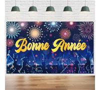 DPKOW Décoration Nouvel an 2027 Bannière, Grande bannière de Bonne Année en Tissu Deco Jour de l'An 2027 Bannière Feux d'artifice Colorés Nouvel an Toile de Fond Deco de Extérieur Jardin, 185 * 110cm