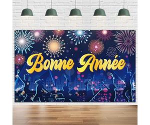 DPKOW Décoration Nouvel an 2027 Bannière, Grande bannière de Bonne Année en Tissu Deco Jour de l'An 2027 Bannière Feux d'artifice Colorés Nouvel an Toile de Fond Deco de Extérieur Jardin, 185 * 110cm
