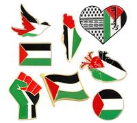 DPKOW Drapeau Palestine Broches Pins Drapeau Palestinien Accessoires, 8 Pièces Pins Palestine Flag Bouton Épingles Palestinian Flag Pin's Accessoires Palestiniennes Free Broche Bouton Badges