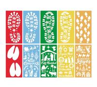 DPKOW Empreinte Noël Pochoirs pour Peinture Artisanat Réutilisables, Pochoir Empreinte Père Noël Crèches Elfe Chameau Pochoir pour Scrapbooking Dessin sur Papier/Maquillage/Bois/Toile/Mur/Maison