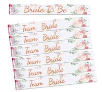 DPKOW Florale EVJF Écharpes Or Rose, 1 Bride to be Écharpe + 6 Team Bride Écharpes pour Enterrement de Vie de Jeune Fille Accessoires Or Rose, EVJF Team Mariée Déguisement Accessoires Fête Favor