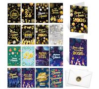DPKOW Français Nouvel An 2026 Cartes de Vœux avec Enveloppe, 16 Différentes Bonne Année Cartes Meilleur Voeux Nouvel an Postales Cartes pour Parents Amis Collègues Voisins Professeur