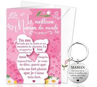DPKOW Idée Cadeau Fête des Mères offert par sa Fille, Carte de Fête des MÈRES pour Maman, Porte-clés de FÊTE des MÈRES et Fille Cartes de Vœux, Maman Cadeaux d'Anniversaire Noël