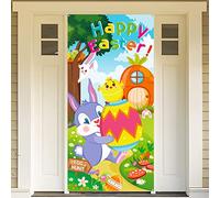 DPKOW Joyeuses Pâques Bannière pour Pâques Murale Porte Décoration, Bannière en Tissu pour Pâques Extérieur Activités Décoration, Pâques Photo Toile Fond, Décoration de Fête de Pâques, 180 * 90cm