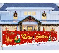 DPKOW Joyeux Noël Bannière Tissu Poster pour Noël Jardin Extérieur, Intérieur Maison, Table Mur Décoration, 270 * 35cm