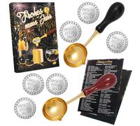 DPKOW Kit de coulée d'étain pour Le réveillon du Nouvel an, 12 Figurines en étain Bonne année, 2 cuillères, Mode d'emploi, décoration pour Le réveillon du Nouvel an