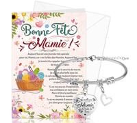 DPKOW Mamie Bracelet Carte avec Enveloppe, Cadeau Mamie Grand-Mère, Bonne Fête Mamie Carte de Vœux Bracelet Fête des Grand-Mère Cadeau Carte pour Fête des Mamie Mères, Meilleure Mamie Je t'Aime